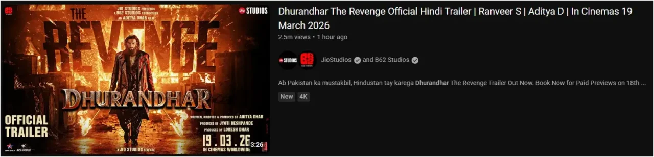 Screenshot 2026 03 07 125937 Dhurandhar 2 The Revenge Trailer Reaction Views and 7 Reasons Why This Sequel Will Smash Box Office Records