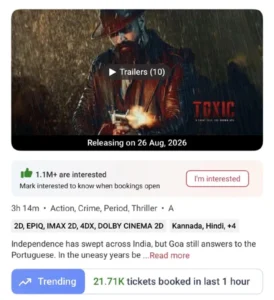 Yash’s Toxic Explosive Ticket Sales: 21.71K Tickets per Hour Yash’s Toxic Explosive Ticket Sales: 21.71K Tickets per Hour Toxic 7 Yash’s Toxic Explosive Ticket Sales: 21.71K Tickets per Hour